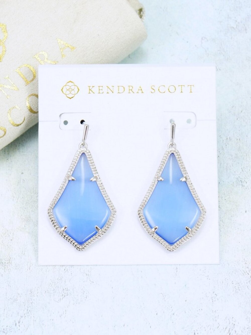 Kendra Scott Alex Periwinkle earrings Silver Tone